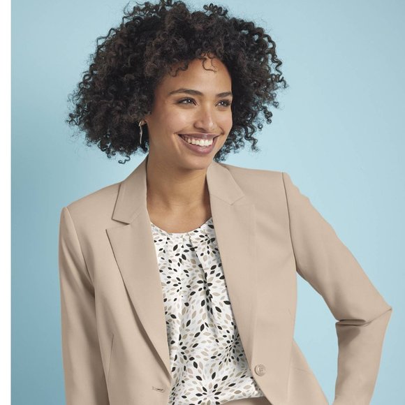 Chadwick's Tan poly/rayon/spandex Jacket Blazer size 16L - Picture 1 of 9